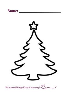 a christmas tree with a star on top and the words name written in black ink