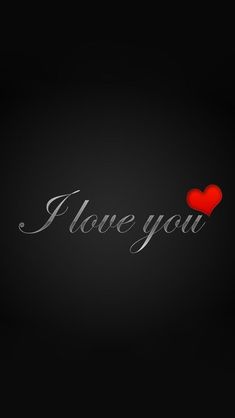 the word i love you with a red heart in it's center on a black background