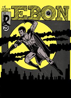 a comic book cover with a man flying through the air