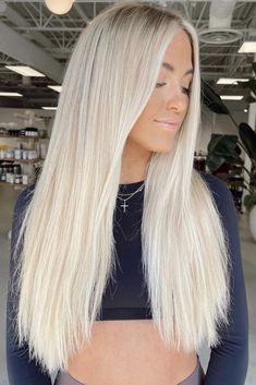 Icy Blonde Extensions, Really Blonde Hair Highlights, Bright Blonde Hair Extensions, Blonde Hair Inspiration Straight, Bright Light Blonde Hair, Solid Platinum Blonde Hair, White Blonde Highlights On Blonde Hair, Blonde Hair Color Ideas For Blondes, Honey Blonde Hair With Platinum Highlights