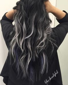 Gray Balayage, Fall Bathroom, Jet Black Hair, Black Hair With Highlights, Balayage Color, Tattoo Women