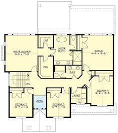 the first floor plan for this house shows the living area and kitchen, as well as the