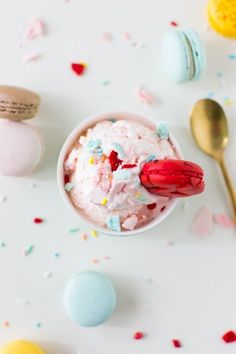 an ice cream with sprinkles in a bowl