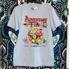 Nwt Adventure Time Tshirt Medium Pit To Pit 19” Shoulder To Hem 28” Adventure Time Clothes, Adventure Time Shirt, Adventure Time Tshirt, Cartoon Network, Adventure Time, Color Blue, Tee Shirts, Mens Shirts, Man Shop