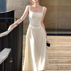 Lasaky - Vintage Relaxed Island Garden Loose Fit Vacation Maxi Dress with Square Neck and Long Sleeves Vacation Maxi Dress, Midi Party Dress, Gaun Fashion, 파티 드레스, White Midi, Midi Dress Party, Midi Dress Summer, White Midi Dress, Lace White Dress