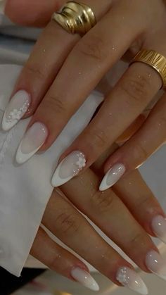 #winter #wintertrends #christmas #christmasideas #cute #nailart #naildesign #nailtrends #nailfungustreatment #nailsofinstagram #aesthetic #aesthetictumblr #pretty #pinterest #pinterestinspired #pinterestfashion #pintereststrategies #pinterestideas #pinterestgrowth #pinterestgirl #pinterestgoals #ideas #ideias #ideasdenegocio #ideasderegalos #ideen #ideasforyou #ideasforphoto #inspiration #inspired #inspiring #inspofashion #inspolook #fashion #fashionaccessories #trend #trending #trendingnow #viralpost #viralpins #viralpage #viralstuff #viraltrend #photography #photooftheday #photo #photochallenge #photographychallenge #typ #typchallenge #foryoupage #follow #followers #following #followformore #follow4more Girly Gel Nails Design, Cute Nails Gel X Almond, Almond White Design Nails, White Pearl Acrylic Nails, Nail Inspo For Wedding, Almond Nails With Rhinestones Simple, Almond Nail Inspo Christmas, Almond Nails Xmas, Christmas Nails Almond White