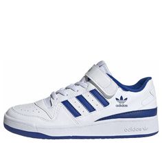 adidas Forum Low J 'White Royal Blue' FY7978 (SNKR/Skate/Light/Low Top) Blue Skate Shoes With Three Stripes And Round Toe, Blue Three Stripes Skate Shoes With Round Toe, Blue Skate Shoes With Three Stripes For Streetwear, Adidas White Basketball Shoes With Three Stripes, Adidas White Skate Shoes For Sports, Casual Blue Basketball Shoes With Adidas Logo, Casual Blue Adidas Basketball Shoes, White High-top Skate Shoes With Three Stripes, Adidas Three Stripes Skate Shoes For Light Sports