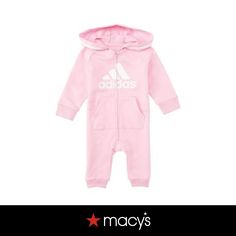 in stock Casual Pink Onesie For Winter, Casual Winter Pink Onesie, Casual Pink Winter Onesie, Casual Pink Hooded Onesie, Adidas Baby, Set Outfit, Girls Long Sleeve, Baby Toys