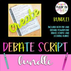 the debate script bundle includes two different types of writing, including one for students to use