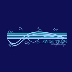 the logo for swim team, featuring waves and bubbles on a blue background with text