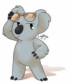 a cartoon koala with sunglasses on it's head