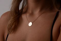 "Disc Necklace * The most special jewelry in Etsy, unique gift for you and your beloved ones. Disc necklaces are designed to show your passion and love to your loved ones with special memories. C U S T O M * D I S C * N E C K L A C E * Material: High quality 925 Sterling Silver plated in 14K Gold or 14K Solid Gold * Dimension: 14mm diameter * Finish: Gold, Rose Gold, White Gold F E A T U R E S * Made to Order * High Quality Material * Personalized * Packaged with Elegant Jewelry Box * Handmade a Customized Rose Gold Jewelry, Rose Gold Custom Necklace For Gift, Minimalist Engraved Custom Necklace As Gift, Minimalist Engraved Custom Necklace For Gift, Minimalist Custom Engraved Necklace As Gift, Minimalist Custom Engraved Necklace For Gift, Oval Pendant Jewelry With Chain As A Gift, 14k Gold Pendant Necklace For Anniversary, Rose Gold Engraved Jewelry For Anniversary