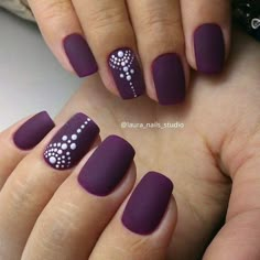 Stylowi.pl - Odkrywaj, kolekcjonuj, kupuj Matte Nail Polish, New Nail Designs, Purple Nail, Short Hairstyle, Accent Nails, Fall Nail Designs, Nail Arts, Purple Nails