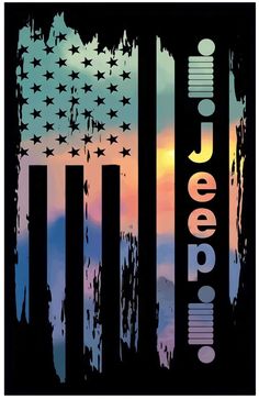 an american flag with the words jeep on it