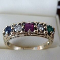 Emerald & Diamond Vintage Ring, 9ct 9k Solid Gold, Victorian Anniversary, Also Avail in 14k, 18k, Rose White, Antique Custom R147 - Etsy Vintage Multi-stone Ruby Ring In 14k Gold, Victorian Multi-stone Ring For Anniversary, Vintage 14k Gold Multi-stone Ruby Ring, Vintage Multi-stone Ruby Ring Gift, Vintage Multi-stone Ruby Ring For Gift, Vintage Multi-stone Birthstone Promise Ring, Vintage Multi-stone Ruby Ring For Anniversary, Victorian 14k Gold Birthstone Ring For Anniversary, 14k Gold Victorian Birthstone Ring For Anniversary