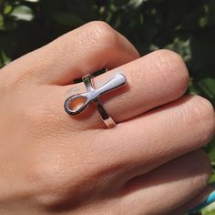 Metal: Solid Sterling Silver Metal Stamp: 925 Face Height: 20mm Custom orders welcome! Nickel Free Open Band Jewelry Gift, Nickel Free Open Band Jewelry For Gifts, Nickel-free Open Band Jewelry Gift, Symbolic Ankh Ring As A Gift, Symbolic Ankh Rings For Gifts, Egyptian Ring, Oxidized Ring, Thumb Ring, Blue Clouds