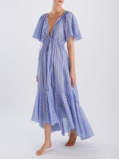 ThreeGraces London Revolve Party, Curved Hem Shirt, Dress Trendy, Clothing Jewelry, Rings Accessories, Maxi Shirts, Tie Waist Dress, Striped Midi Dress