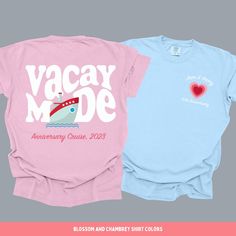 Get ready to embark on a romantic adventure with our Custom Honeymoon Shirts! These shirts are the perfect way to celebrate your love and create lasting memories during your couple cruise. With our customizable design, you can personalize the shirts with your names, dates, or any special message that represents your unique journey together. Made from soft and comfortable fabric, our Custom Honeymoon Shirts are perfect for lounging on the deck, exploring new ports, or enjoying a romantic dinner onboard. Let everyone know you're newlyweds and ready to sail away into the sunset with our Couple Cruise Ship Shirts. Make your honeymoon extra special with these stylish and personalized shirts! 1-2 Days after the order is placed Shipping: First Class mail takes 7-10 days to deliver your order Prio Couple Cruise, Couple Vacation, Romantic Adventures, Honeymoon Shirts, Couples Vacation, Couple Travel, Travel Shirt, Romantic Dinner, Matching Couple