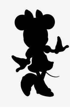 a black and white silhouette of a mickey mouse holding a butterfly in one hand with the other