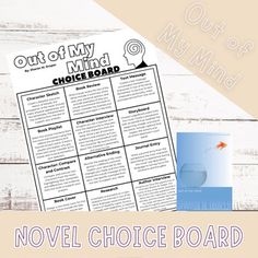 the novel choice board with an image of a fish on it and text that reads out of my mind