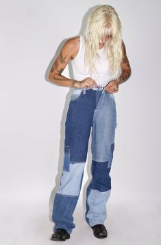 THE DENIM CARGO PANT- Women's Pants - DENIMCRATIC High-waisted Recycled Denim Cargo Jeans With Pockets, High-waist Recycled Denim Cargo Jeans, Recycled Denim Full-length Pants With Pockets, Denim Blue Recycled Denim Pants, Full-length Recycled Denim Pants With Pockets, Full Length Recycled Denim Pants With Pockets, Full Length Recycled Denim Blue Pants, Blue Rigid Denim Bottoms With Patch Pockets, Blue Rigid Denim Bottoms With Cargo Pockets