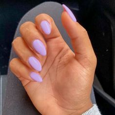 Easy Fake Nails, Nails Almond Shape, Purple Gel Nails, Light Purple Nails, Press On Nails Almond, Lilac Nails, Dyed Natural Hair, Short Acrylic, Almond Shape