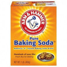 a box of baking soda sitting on top of a table