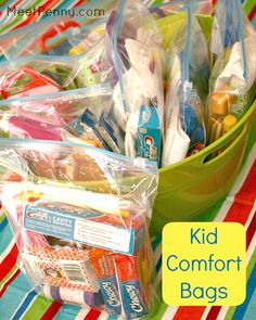 the kid comfort bags are full of goodies