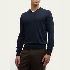 Loro Piana "Scollo" pullover sweater in lightweight cashmere V-neckline Long sleeves Ribbed cuffs and hem Pullover style Cashmere Unlined Dry clean Made in Italy V-neck Polo Sweater For Work, Classic V-neck Sweater With Ribbed Cuffs, Merino Wool V-neck Sweater For Work, Formal Wool V-neck Sweater, V-neck Merino Wool Sweater, Wool V-neck Sweater For Formal Occasions, Formal V-neck Wool Sweater, Workwear Merino Wool V-neck Sweater With Ribbed Cuffs, Classic Long Sleeve Merino Wool V-neck Sweater