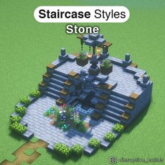 an image of a stone structure with plants and flowers on it that says, staircase styles