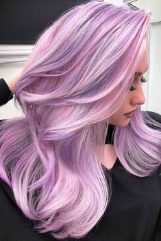 Light Pink And Blonde Hair Highlights, Exotic Hair, Dye Colors, Hair Color Purple, Winter Hair