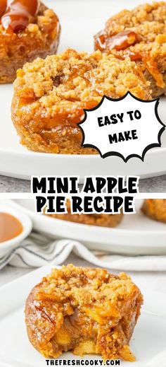 mini apple pies on a white plate with the words easy to make