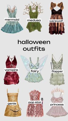 the different types of dresses that are available for halloween parties and special occasions, as well as their names