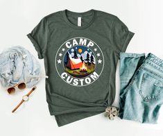 Custom Camp Shirt, Custom Family Vacation Tee, Family Trip T-Shirt, Personalized Name Camper Shirt, Camping Crew Shirt, Camp Tee,Gift ForDad Black design for Athletic Heather, White, Baby Blue, Pink, Orange, Heather Peach, Yellow, Natural, Mint, Cancun, Banana Cream, and Desert Pink. White design for all other colors. We are here to give you the best shirts. We want to put a smile on everyone's face with our cute, stylish and trendy t-shirts. Whether you buy it for yourself or someone else, this shirt is sure to make a lovely gift. 👉How Do I Order 👈 1️⃣ Please review all the information provided before placing an order 2️⃣ Select the shirt type and size using the drop down menu. 3️⃣ Select the color of the shirt using the following drop down menu. 4️⃣ Need more Items? Add the current ite Desert Pink, Camping Tee, Camper Shirt, Banana Cream, Camp Shirt, Family Trip, Heather White, Toddler Tees, Crew Shirt