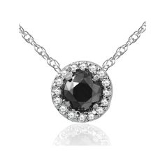 Pompeii3 1/2 ct Black & White Diamnd Pave Halo Solitaire Pendant Necklace 14K Whte Gold, Women's, Size: Small Anniversary Necklace With Black Diamonds, Black Diamond Necklace With Round Diamond Accents, Black Diamond Necklace With Diamond Accents, Black Diamond Necklace With Accents, Round Shape, White Gold Necklace With Black Diamonds For Anniversary, Black Diamond Necklace With Accents, Formal Black Diamond Round Necklace, White Gold Necklaces With Black Diamonds For Anniversary, Formal Black Diamond Necklaces