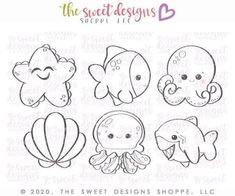 the sweet designs die set includes an octopus, seahorse and other animal shapes for use in