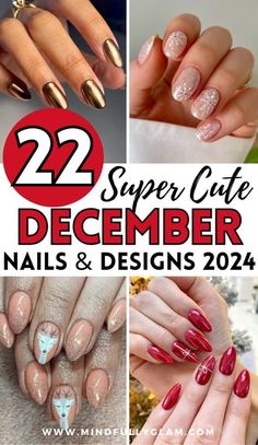 Nail For December, December Nails Christmas 2024, Nails Christmas And New Years, Holidays Nails Winter, Nail Art Designs For Christmas, Christmas Nail Ideas 2024, 2024 Christmas Nail Designs