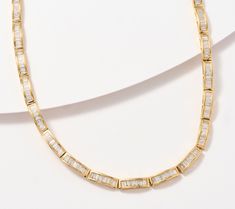 Add flair to your everyday fashions with this 14K gold tennis necklace. A linear lineup of lab-grown diamonds lends an air of elegance to your look. From Fire Light Lab Grown Diamond Jewelry. Diamond Tennis Necklace With Baguette Cut, Classic Baguette Cut Tennis Necklace With Diamonds, Classic Tennis Necklace With Baguette Diamonds, Classic Baguette Diamond Tennis Necklace, Baguette Diamond Tennis Necklace, Gold Tennis Necklace, Diamond Baguette, Tennis Necklace, Baguette Diamond