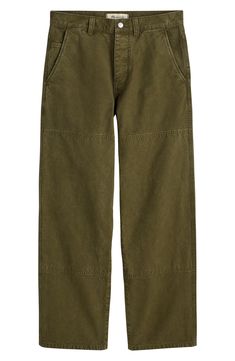 Bring a utility-inspired vibe to your ensemble with these wide-cut straight-leg pants boasting a paneled design and unique earthy-moss hue. Zip fly with button closure Five-pocket style 100% cotton Machine wash, tumble dry Imported Sage Green Jeans, Masc Outfits, Canvas Pants, Alaskan Cruise, Green Jeans, 2025 Fashion, Utility Pants, Green Pants, Madewell Denim