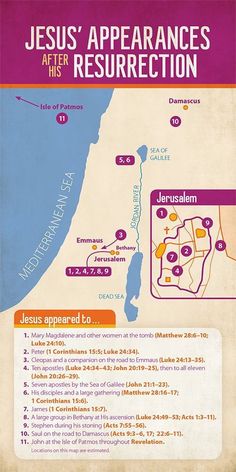 the map shows jesus'appearance as he is resurrection