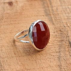 Natural red onyx ring Sterling Silver ring cocktail ring | Etsy Red Carnelian Ring As A Gift, Bohemian Ruby Ring With Gemstone, Bohemian Ruby Gemstone Rings, Bohemian Ruby Ring For Gift, Bohemian Red Gemstone Rings, Red Oval Rings With Natural Stones, Red Moonstone Gemstone Ring As Gift, Red Moonstone Ring For Anniversary, Red Moonstone Gemstone Ring For A Gift