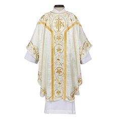 The Floreale Gothic Style Chasuble with Cowl Collar White Elegant Chasuble For Weddings, Velvet Embroidery, The Last Supper, Collared Greens, Last Supper, Avignon, Gothic Style, Gothic Fashion, Exclusive Designs