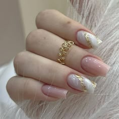 PRICES MAY VARY. 🌷【Easy to Apply】Our press on nails are designed for quick and hassle-free application, perfect for busy women and girls on the go. 🌷【Trendy Design】Stand out with our medium almond fake nails featuring a chic French tip and 3D texture, adding a touch of sophistication to any outfit. 🌷【Durable Material】Made of high-quality acrylic, these false nails are strong and long-lasting, ensuring a salon-quality manicure at home. 🌷【Versatile Use】Whether for a special occasion or everyda False Nails, Fake Nails, Press On Nails, Ballet, Glitter, Square, Nails, Gold, White