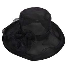 PRICES MAY VARY. [High-level Workmanship]: This fancy organza fascinator hat is made of high quality organza fabric under exquisite workmanship, breathable and Anti-UV, lightweight and comforable wear for long time. [Adjustable Size]：The height of large fascinator hat is approx 12cm/4.72inch, the brim is approx 9cm/3.54inch, suitable for head circumference up to 58cm/22.8inch., and this beautiful fascinator hat is adjustable through pulling the drawstring cross the top of hat. This fascinator dr Elegant Summer Tulle Hats, Elegant Tulle Mini Hats For Spring, Tulle Hat For Kentucky Derby Party, Summer Party Mini Tulle Hats, Summer Party Mini Hats Made Of Tulle, Black Summer Fascinator For Garden Party, Summer Black Fascinator For Garden Party, Organza Veil, British Tea Party