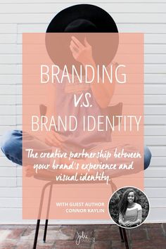 a person sitting in a chair with a hat on their head and the words branding vs brand identity