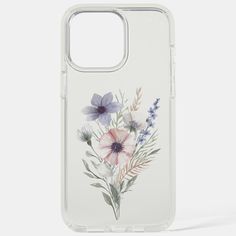 a clear case with flowers painted on the front and back cover for an iphone 11