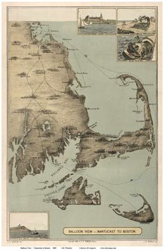 an old map shows the location of many towns in new york and boston, as well as other major cities