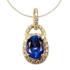 A magnificent and heavy tanzanite of around 1.050 carats shaped oval renders it an opulent and royal look when paired with a stunning gown. Enclosed with yellow gold with 27 round diamonds of 0.080 carats caters a royal look to the spectator when worn during any occasion. Dangling below 14k yellow gold chain, it renders ladies an opportunity to flaunt off their accessory that draws attention from every eyes present in the crowd.?. Product Information SKU TTVNP460 Metal Type 14k Metal Color Yello Tanzanite Pendant, Tanzanite Necklace, Tanzanite Jewelry, Royal Look, Tanzanite Diamond, Jewelry Post, Yellow Gold Chain, Gold Price, Blue Gemstones