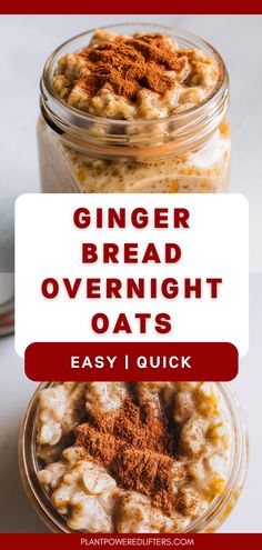 ginger bread overnight oats in a glass jar