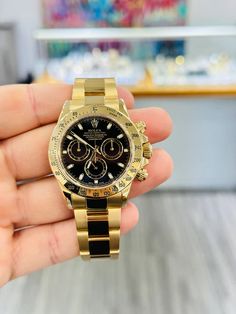 Check out this cool Rolex Daytona Gold 116528. An amazing sports watch for men by Rolex. Rolex Daytona Gold, Jewelry Collection, Gold